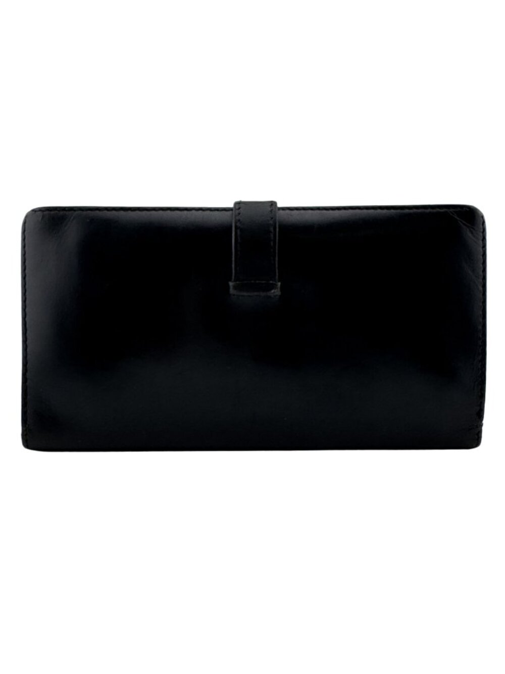Hermes Bearn Soufflet I Leather Bifold Wallet Black Silver